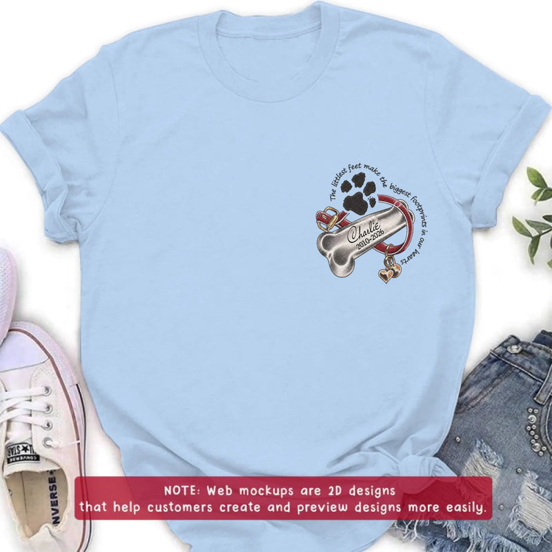 Personalized Pet Memorial Embroidered Shirt - Custom Dog Bone Paw Print T-Shirt/ Sweatshirt/ Hoodie - Pet Loss Remembrance Gift