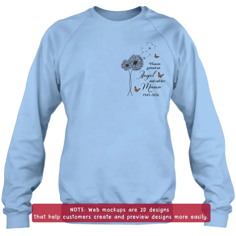 Personalized Memorial Embroidered Shirt/ Hoodie - Heaven Gained An Angel - Sympathy Gift for Loss of Mother