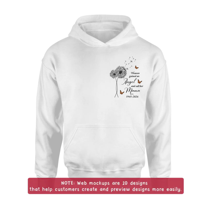 Personalized Memorial Embroidered Shirt/ Hoodie - Heaven Gained An Angel - Sympathy Gift for Loss of Mother