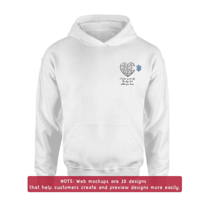 Personalized Memorial Embroidered Shirt/ Hoodie -  Sympathy Gift for Loss of Mom/ Dad - A Piece Of Me Left The Day God Called You Home