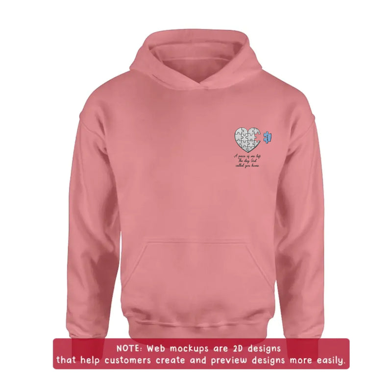 Personalized Memorial Embroidered Shirt/ Hoodie -  Sympathy Gift for Loss of Mom/ Dad - A Piece Of Me Left The Day God Called You Home