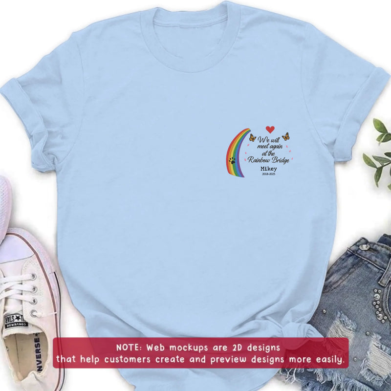 Personalized Rainbow Bridge Dog Memorial Embroidered Shirt/ Hoodie - Pet Loss Remembrance Gift - Up to 5 Pets - We Will Meet Again