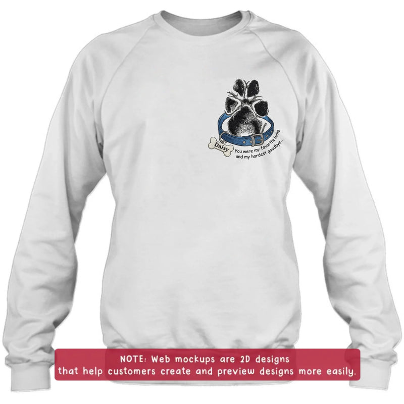 Personalized Memorial Paw Print Embroidered T-Shirt/ Sweatshirt/ Hoodie - Memorial Gift with Name -  Pet Loss Remembrance