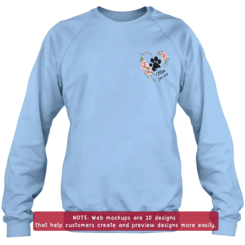 Personalized Pet Memorial Embroidered Shirt, Custom Paw Print Floral Wreath T-Shirt, Dog Memorial Gift with Name & Dates, Pet Loss Remembrance