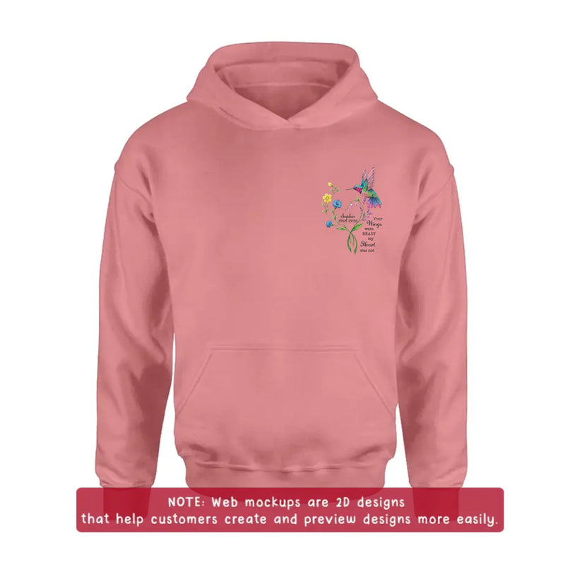 Personalized Memorial Mom Hummingbird Embroidered Shirt/ Hoodie -  Sympathy Gift for Loss of Mom/ Dad - Your Wings Were Ready But My Heart Was Not