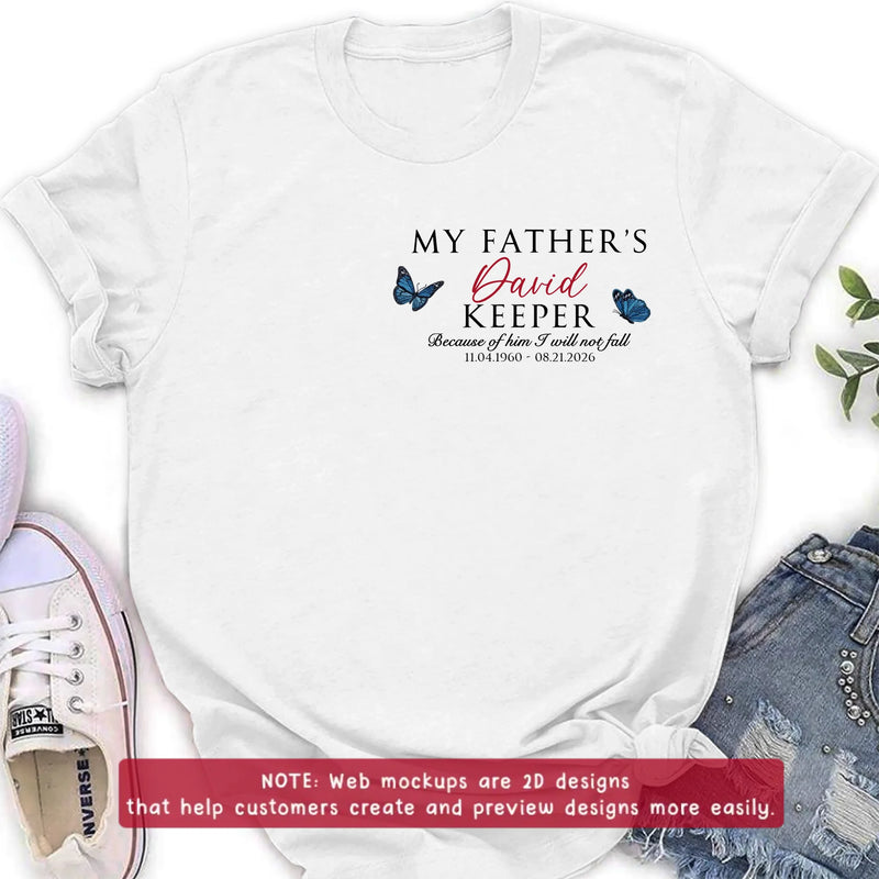Personalized My Father's Keeper Embroidered Memorial Shirt/ Hoodie - Custom Relationship Title, Name & Memorial Dates, Sympathy Gift for Loss of Loved One