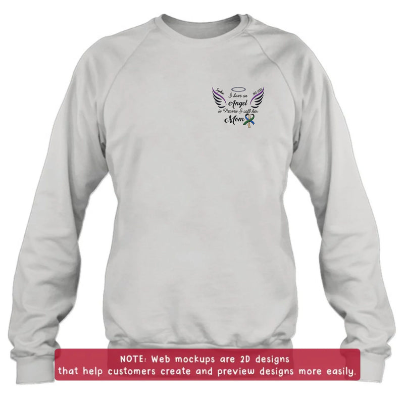Personalized Mom Memorial Embroidered Shirt/ Hoodie - Custom Sympathy Gift with Name & Years - I Have An Angel In Heaven I Call Her Mom