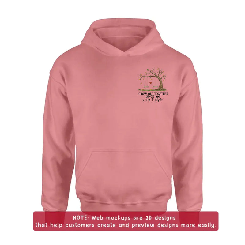 Personalized Old Tree With Swings Embroidered Shirt/ Hoodie - Wedding Anniversary Gift Idea For Couple/ Parents - Grow Old Together