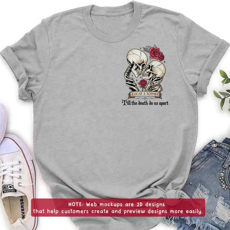 Personalized Skull Couple Embroidered Shirt/ Hoodie - Wedding Anniversary Gift Idea For  Husband Wife - Till The Death Do Us Apart