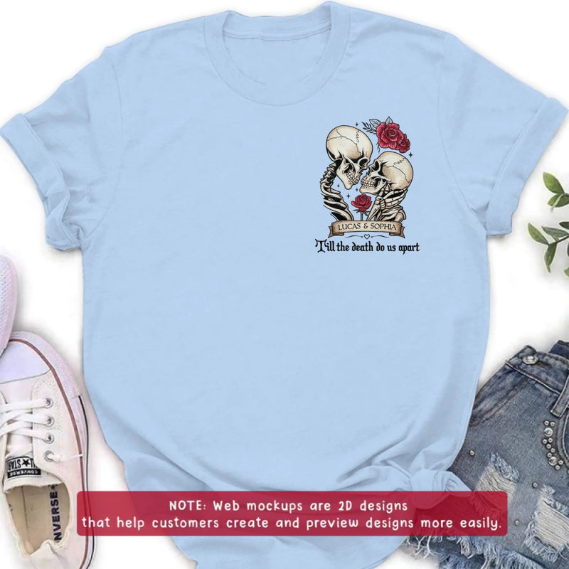 Personalized Skull Couple Embroidered Shirt/ Hoodie - Wedding Anniversary Gift Idea For  Husband Wife - Till The Death Do Us Apart