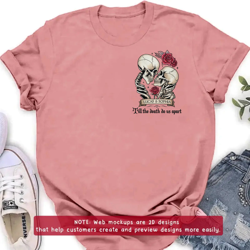 Personalized Skull Couple Embroidered Shirt/ Hoodie - Wedding Anniversary Gift Idea For  Husband Wife - Till The Death Do Us Apart