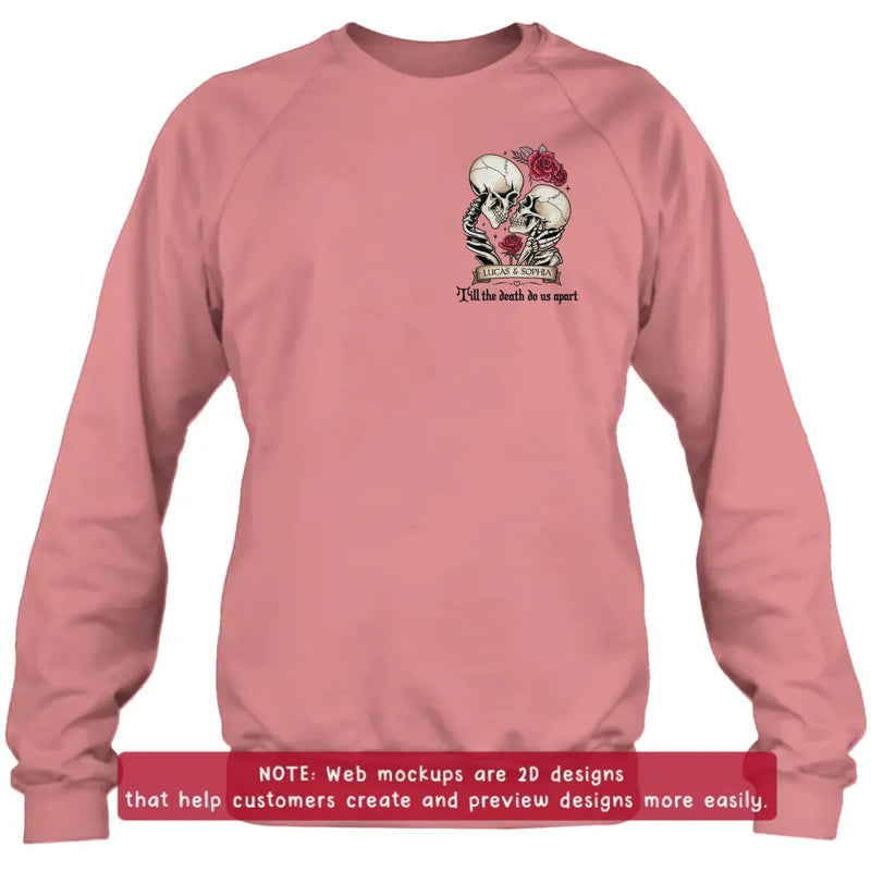 Personalized Skull Couple Embroidered Shirt/ Hoodie - Wedding Anniversary Gift Idea For  Husband Wife - Till The Death Do Us Apart