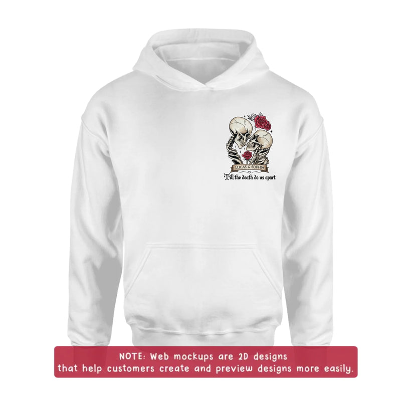 Personalized Skull Couple Embroidered Shirt/ Hoodie - Wedding Anniversary Gift Idea For  Husband Wife - Till The Death Do Us Apart