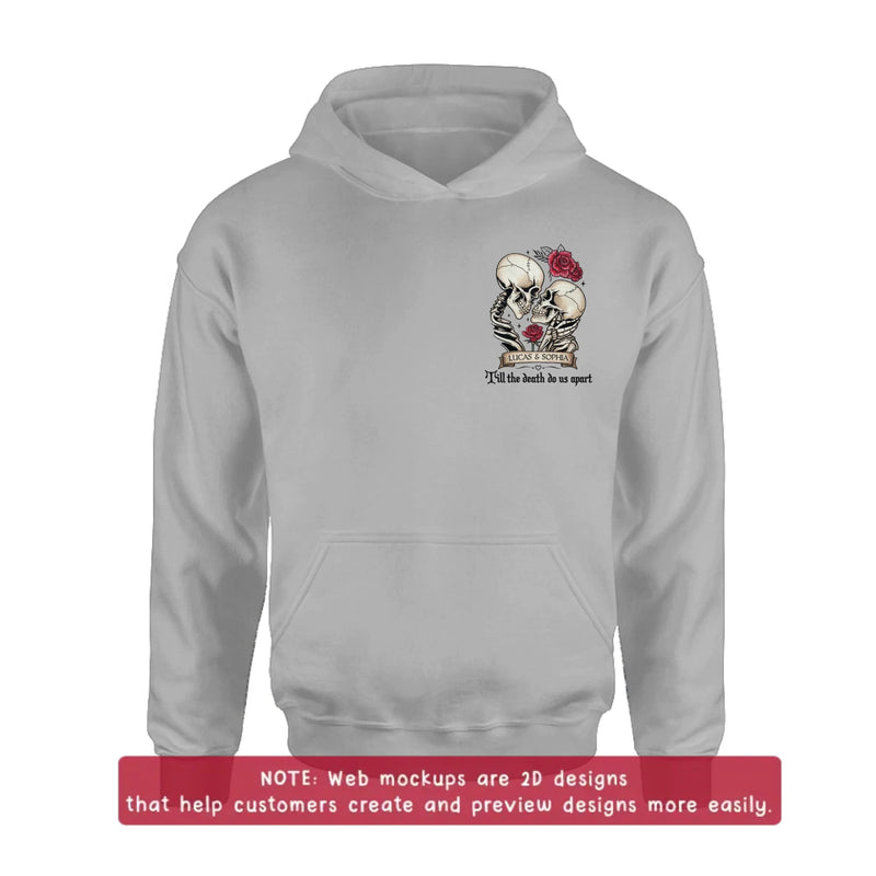 Personalized Skull Couple Embroidered Shirt/ Hoodie - Wedding Anniversary Gift Idea For  Husband Wife - Till The Death Do Us Apart