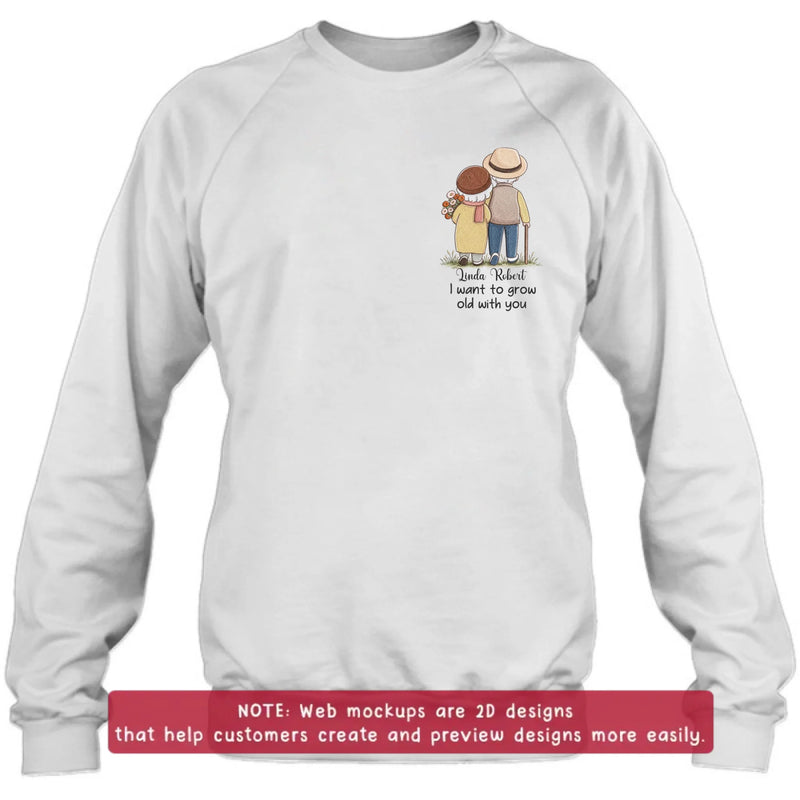 Personalized Elder Couple Embroidered Shirt/ Hoodie - Anniversary Gift Idea For Couple/ Husband And Wife - I Want To Grow Old With You