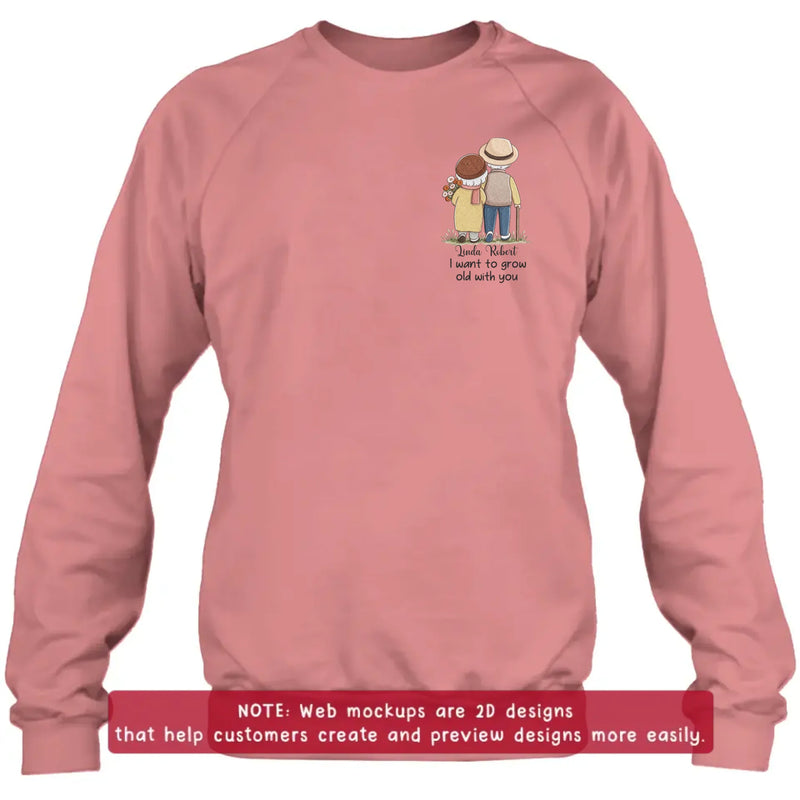 Personalized Elder Couple Embroidered Shirt/ Hoodie - Anniversary Gift Idea For Couple/ Husband And Wife - I Want To Grow Old With You