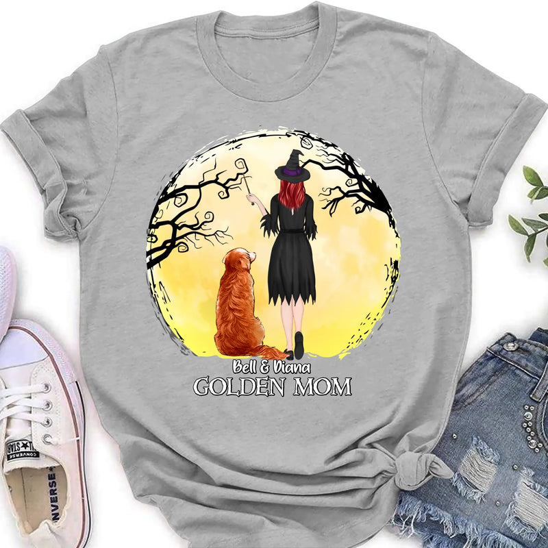 Personalized Witch Dog Mom Shirt/ Hoodie - Halloween Gift For Dog Lover - Golden Mom