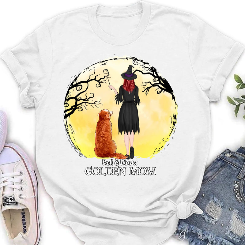 Personalized Witch Dog Mom Shirt/ Hoodie - Halloween Gift For Dog Lover - Golden Mom