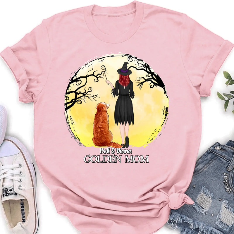 Personalized Witch Dog Mom Shirt/ Hoodie - Halloween Gift For Dog Lover - Golden Mom