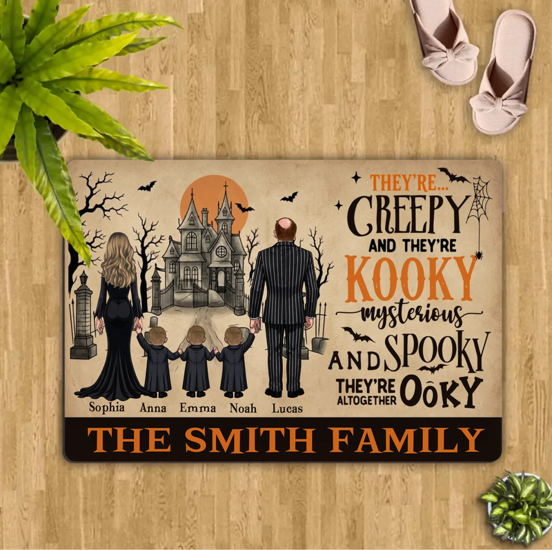 Personalized Creepy Family Doormat - Spooky Front Door Mat - Halloween Gift For Family