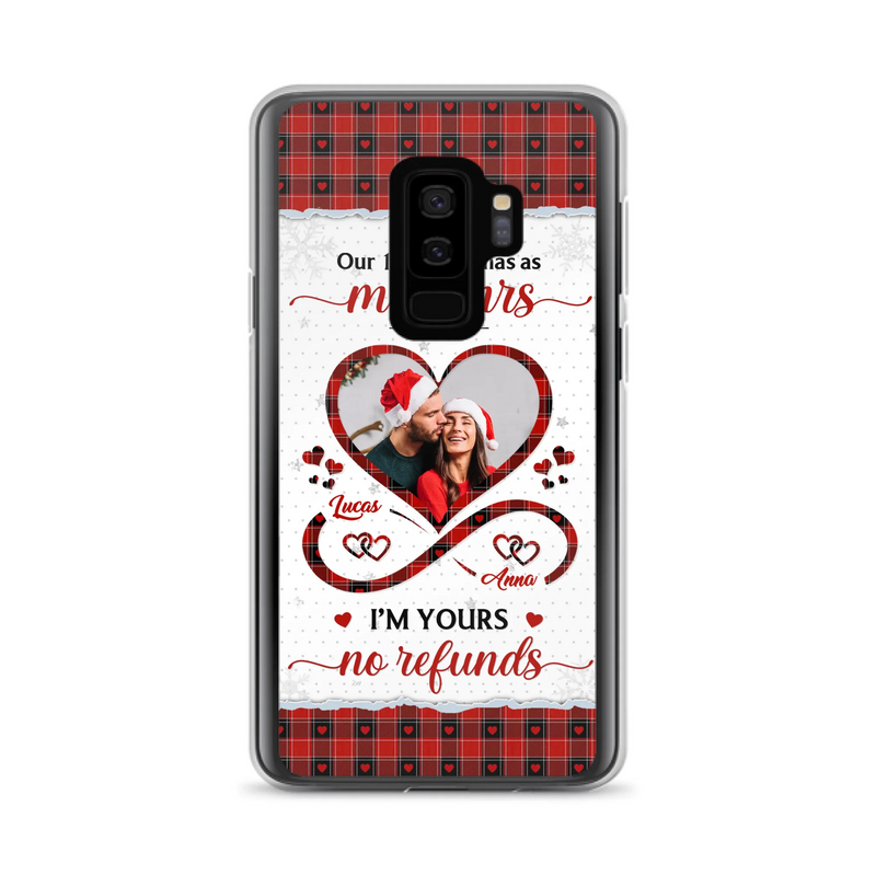 Custom Personalized Couple Photo Phone Case - Christmas Gift Idea For Couple/ Him/ Her - Our 1st Christmas As Mr & Mrs - Case For iPhone/Samsung