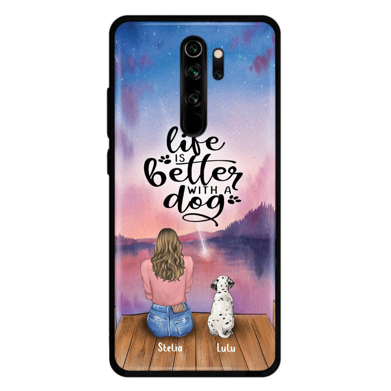 Custom Personalized Dog Mom Phone Case - Gifts For Dog Lovers With Upto 4 Dogs - Life Is Better With A Dog - Case For iPhone, Samsung And Xiaomi
