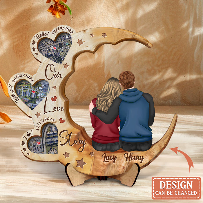 Personalized Couple 2 Layered Wooden Art - Gift Idea For Couple - Our Love Story
