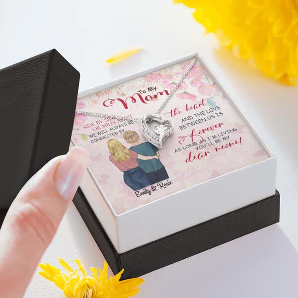 Personalized Message Card Forever Love Necklace Jewelry - Best Gift For Mother's Day - We will always be connected by the heart - IWJMRF