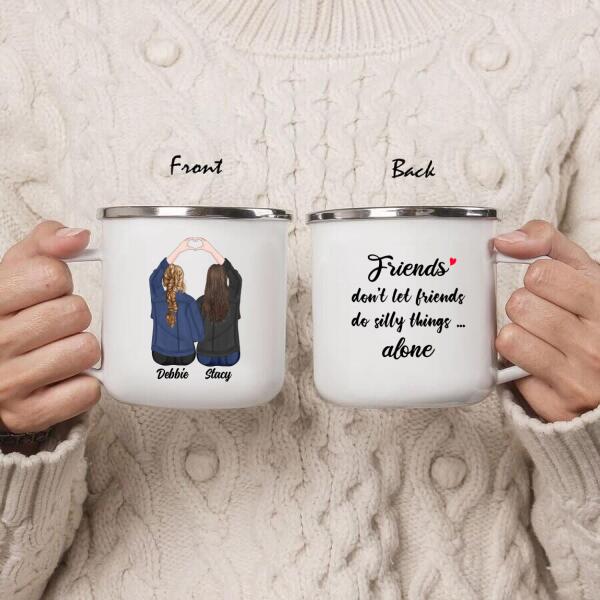 Personalized Friends Enamel Mug - Gift Idea For Best Friends - Do Silly Things Together