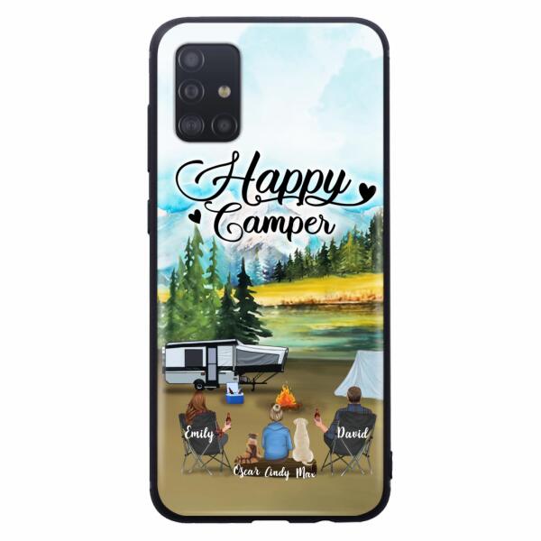 Personalized Camping Phone Case - Parents With 1 Kids And 2 Pets - Best Gift For Family - Happy Camper