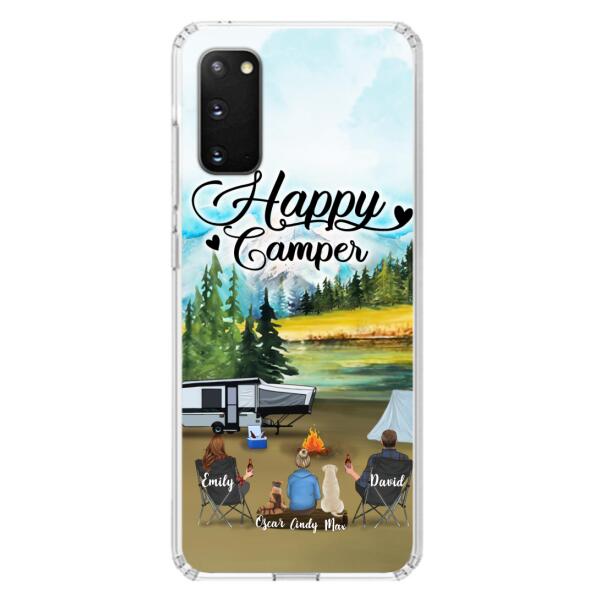 Personalized Camping Phone Case - Parents With 1 Kids And 2 Pets - Best Gift For Family - Happy Camper