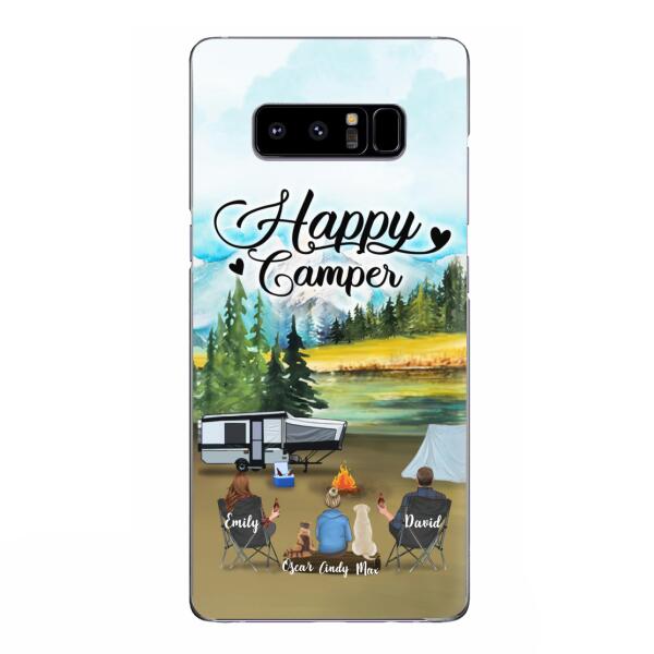 Personalized Camping Phone Case - Parents With 1 Kids And 2 Pets - Best Gift For Family - Happy Camper
