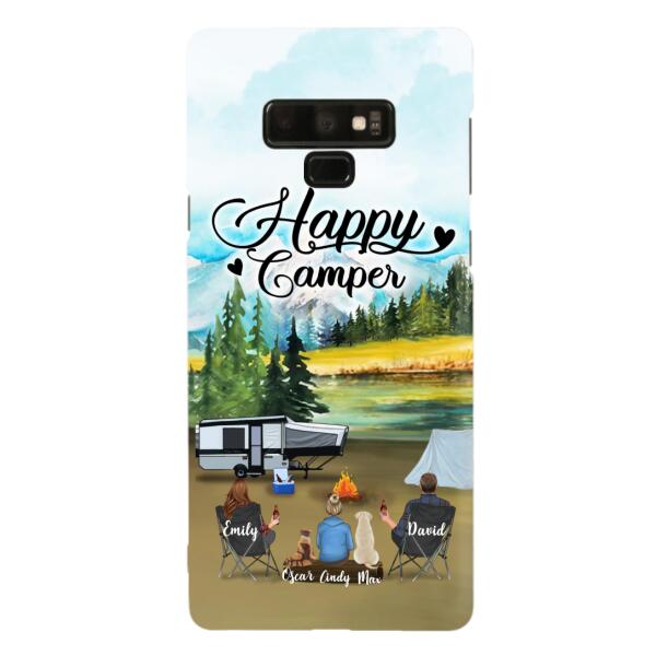 Personalized Camping Phone Case - Parents With 1 Kids And 2 Pets - Best Gift For Family - Happy Camper