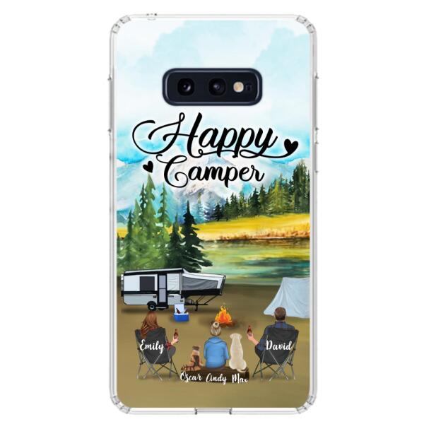 Personalized Camping Phone Case - Parents With 1 Kids And 2 Pets - Best Gift For Family - Happy Camper