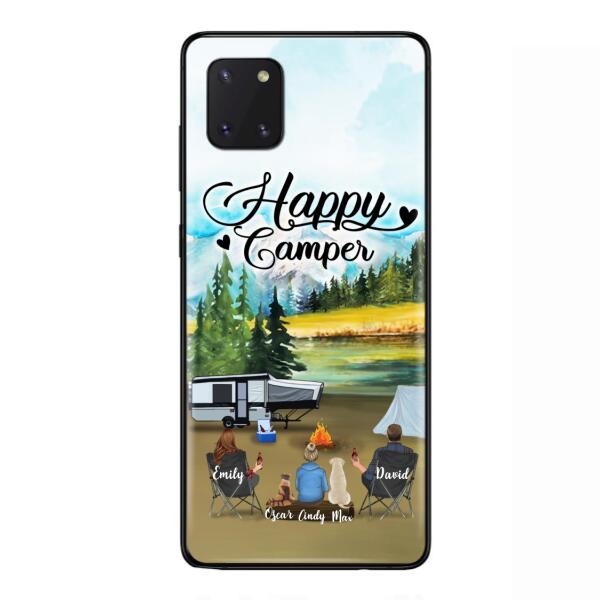 Personalized Camping Phone Case - Parents With 1 Kids And 2 Pets - Best Gift For Family - Happy Camper
