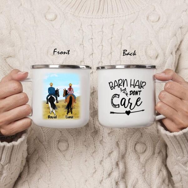 Personalized Horse Riding Enamel Mug - Best Gift For Horse Lover - Barn Hair Don't Care - TM5W8Q