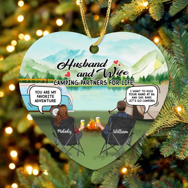 Personalized Camping Husband And Wife Chat Box Ornament - Best Gift For Couple - Husband And Wife Camping Partners For Life