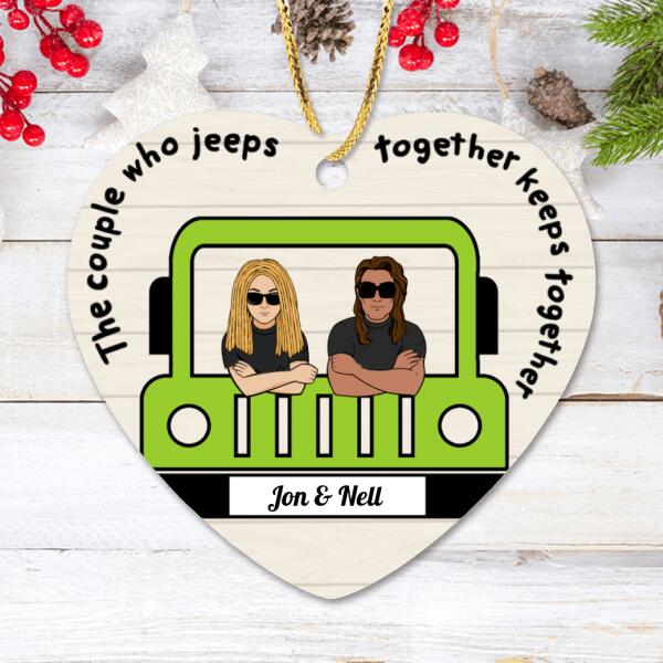 Personalized Off-road Couple Heart Ornament - Gift For Christmas, Off-road Lovers