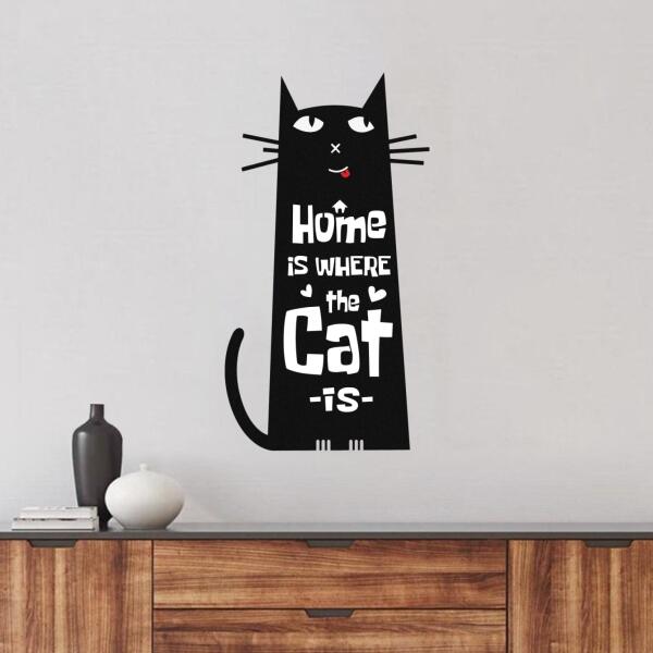 Personalized Cat Lovers Metal Monogram Sign - Gift Idea For Cat Lover - Home Is Where The Cat Is