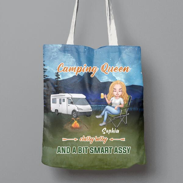 Personalized Camping Queen Canvas Bag - Gift Idea For Camping Lover - Camping Queen Classy Sassy And A Bit Smart Assy