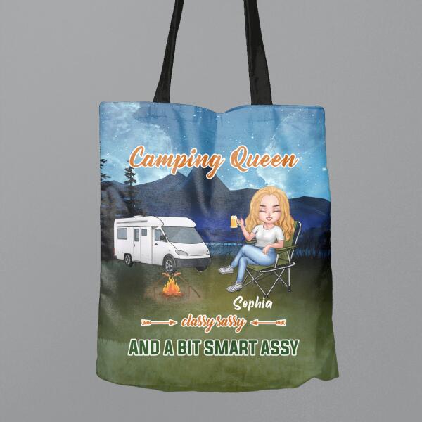 Personalized Camping Queen Canvas Bag - Gift Idea For Camping Lover - Camping Queen Classy Sassy And A Bit Smart Assy