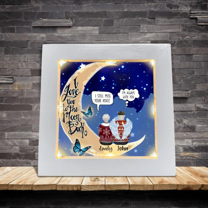 Personalize Old Couple Moon Memorial Frame With Led - Memorial Gift Idea For Old Couple - I Love You To The Moon And Back