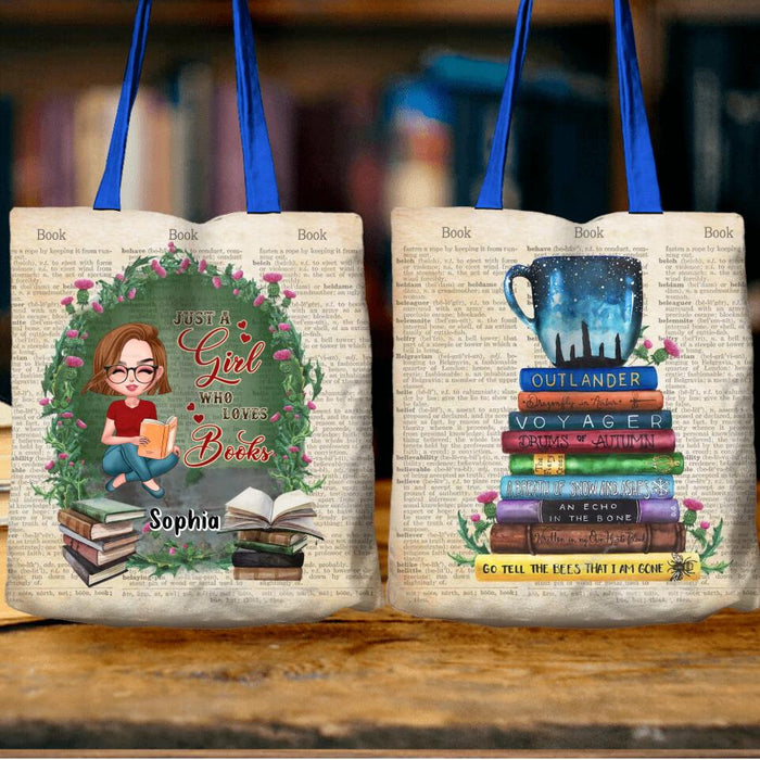Personalized Book Girl Canvas Bag - Gift For Book Lovers - Just A Girl Who Loves Books