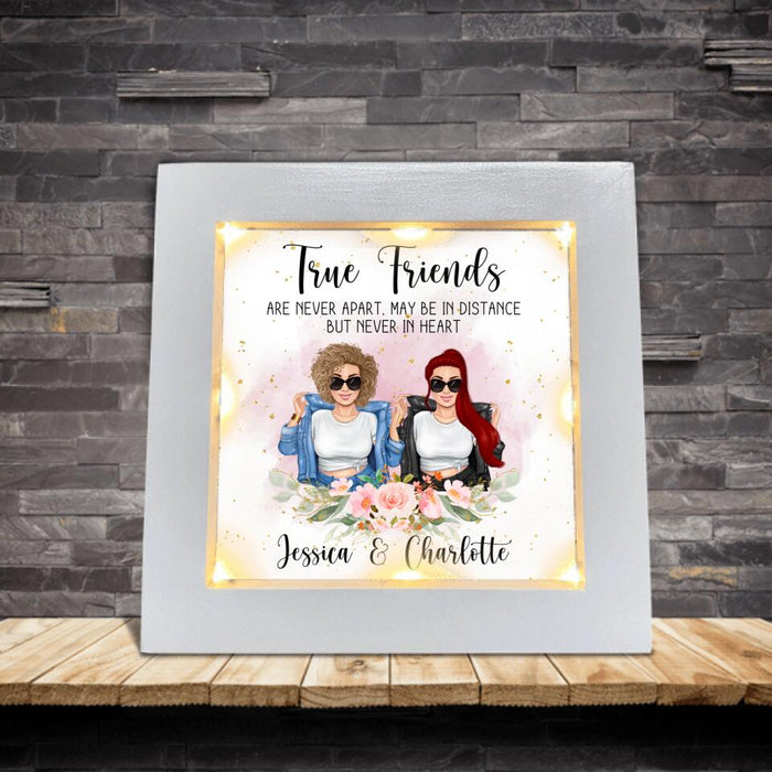 Personalized Bestie Frame with Led - Gift Idea for Best Friends up to 5 Girls - We Weren't Sisters By Birth