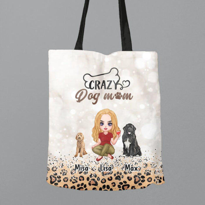Personalized Dog Mom Canvas Bag - Up to 6 Dogs - Best Gift For Dog Lover - Crazy Dog Mom