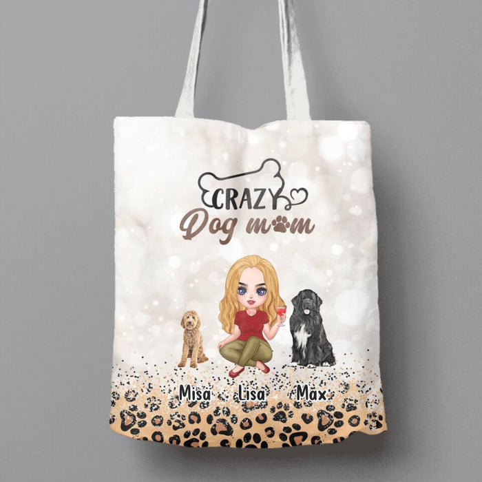 Personalized Dog Mom Canvas Bag - Up to 6 Dogs - Best Gift For Dog Lover - Crazy Dog Mom