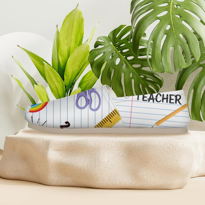 Custom Personalized Teacher Women's Canvas Fisherman Shoes - Best Gift For Teacher