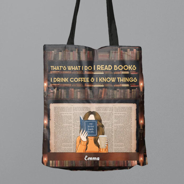 Personalized Reading Girl Canvas Bag - Gift Idea For Reading/Cat/Dog Lover With Up to 5 Pets - Just A Girl Who Loves Books And Dogs