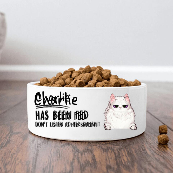 Custom Personalized Cat Bowl - Gift For Cat Lover - The Cat Has Been Fed