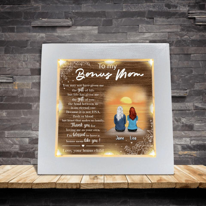 Personalized Bonus Mom Frame With Led - Up to 5 People - Gift Idea For Family - To My Bonus Mom